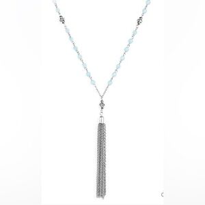 Paparazzi Necklace with earrings ❤️ Tassel Takeover ❤️ Blue Necklace